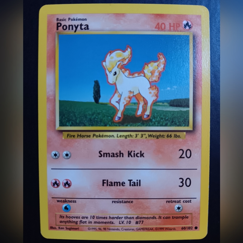 Ponyta Pokemon Card - Base Set - NO. 60/102 Common Non-Holo